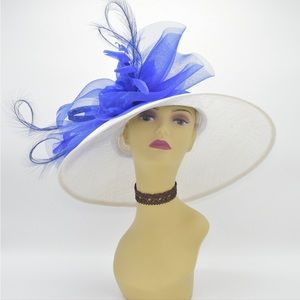 Kentucky Derby Hat - White & Royal Blue (Custom)